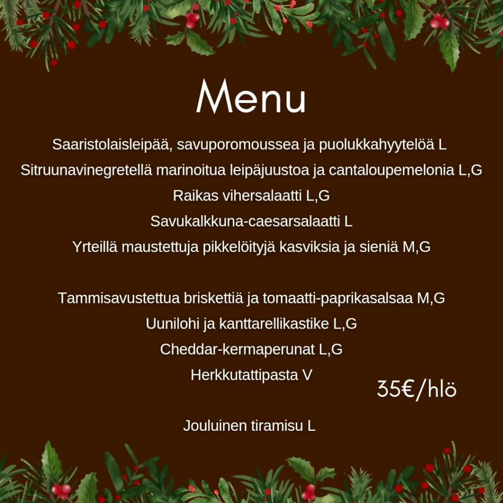 Pikkujoulumenu Kipparin Pidot