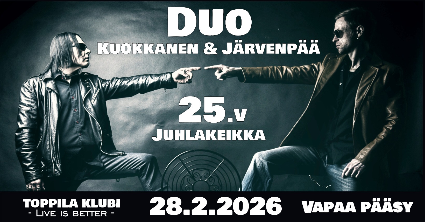 Duo Kuokkanen & Järvenpää 25.v juhlakeikka Toppila Klubi 28.2.2026