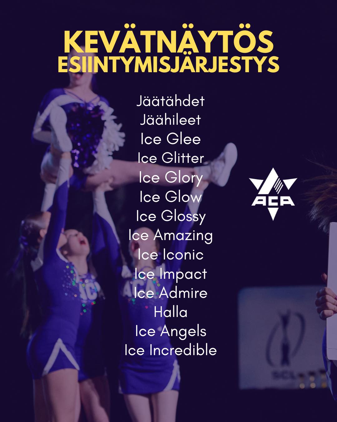 Kevätnäytös esiintymisjärjestys 🤸♂️ ESIINTYMISJÄRJESTYS