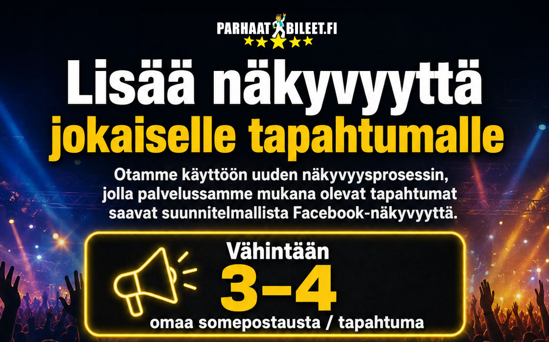 Lisää näkyvyyttä tapahtumille Lisää näkyvyyttä tapahtumille