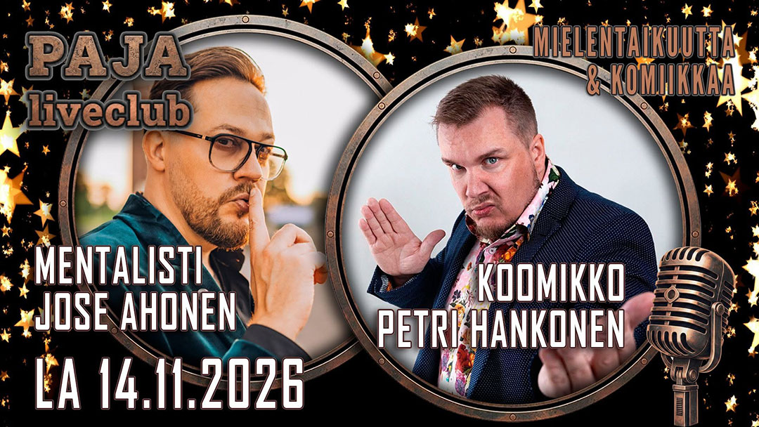 Mielentaikuutta ja komiikkaa Paja Liveclub 14.11.2026